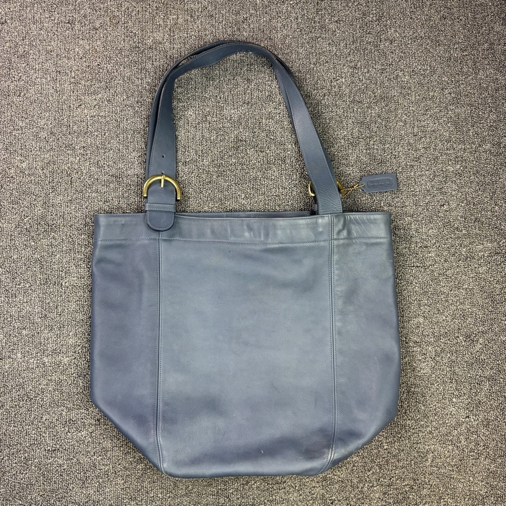 Vintage Coach Soho XL Tote 4082 Blue Glove Tanned Leather USA Made Shoulder Bag